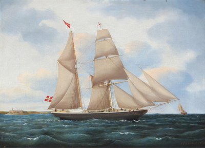 المنظر البحري مع سفينة إبحار يوهان مع كرونبورج في الخلفية بواسطة جينس ثيلسن لوشر